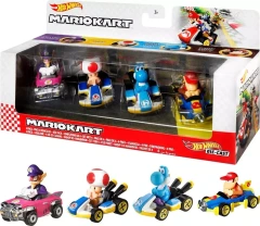 Mario Kart Hot Wheels Mattel DieCast 4-Pack Waluigi Toad Blue Yoshi Diddy Kong